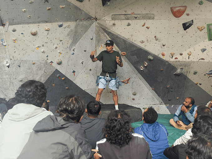 Instructor teaching outdoor skills